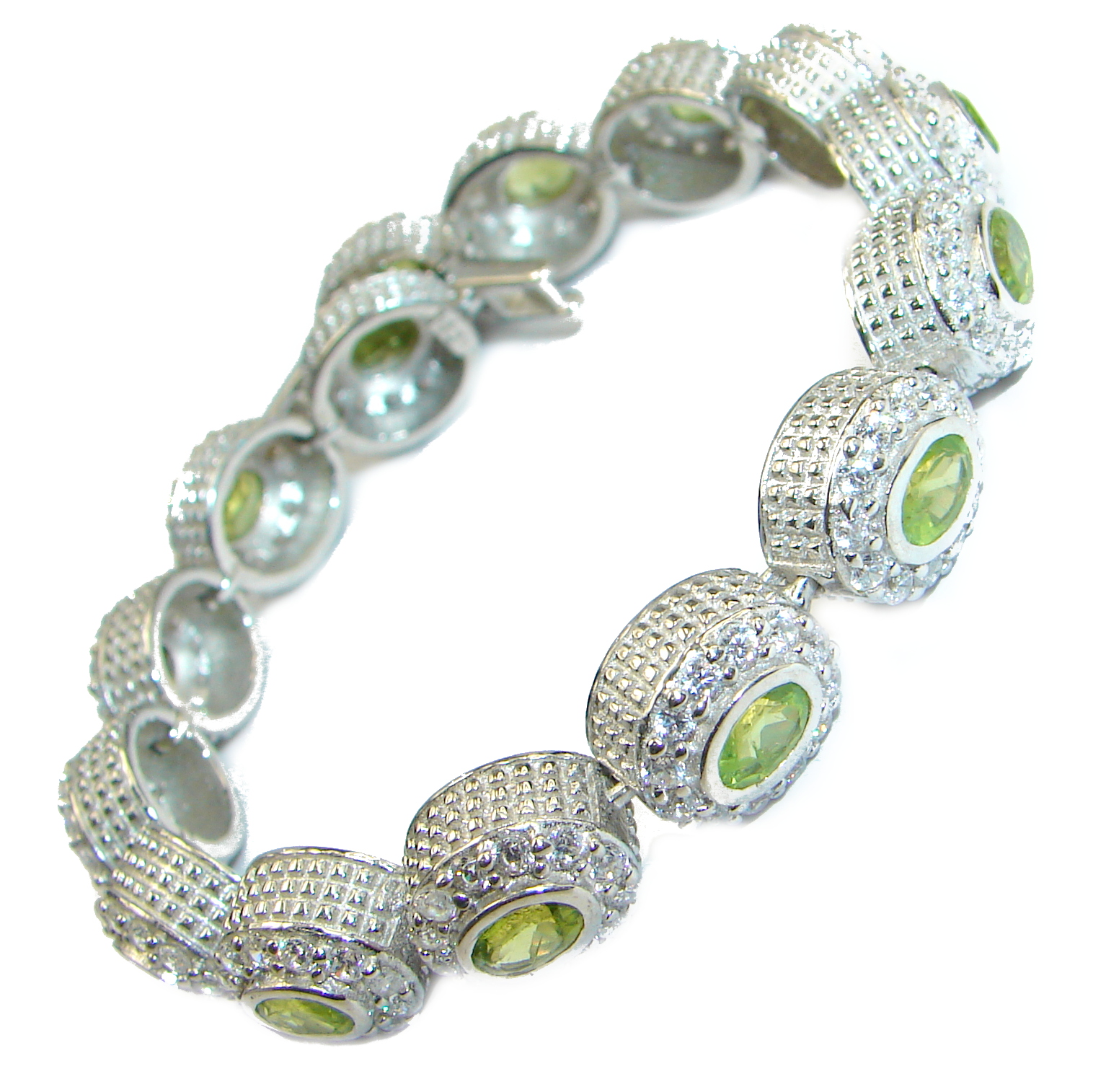 Authentic Peridot White Topaz .925 Sterling Silver handmade Bracelet