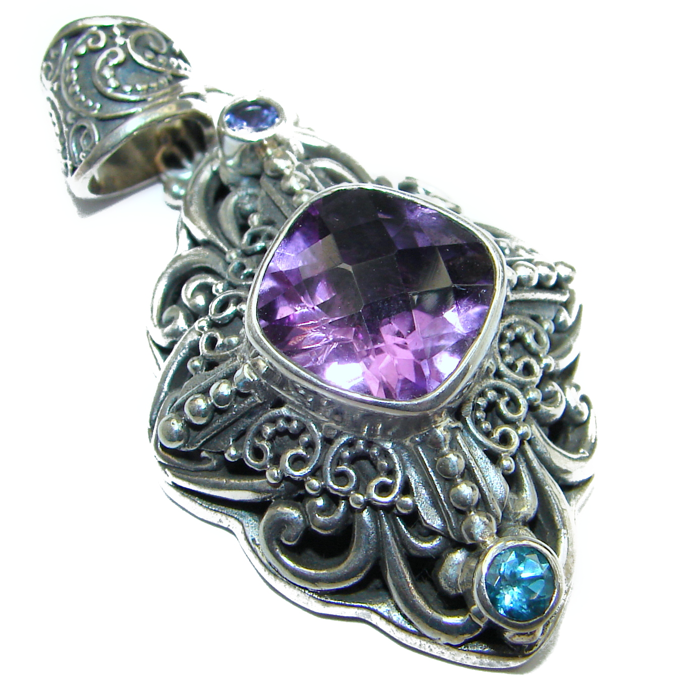 Protective Energy genuine Amethyst .925 Sterling Silver handmade Pendant