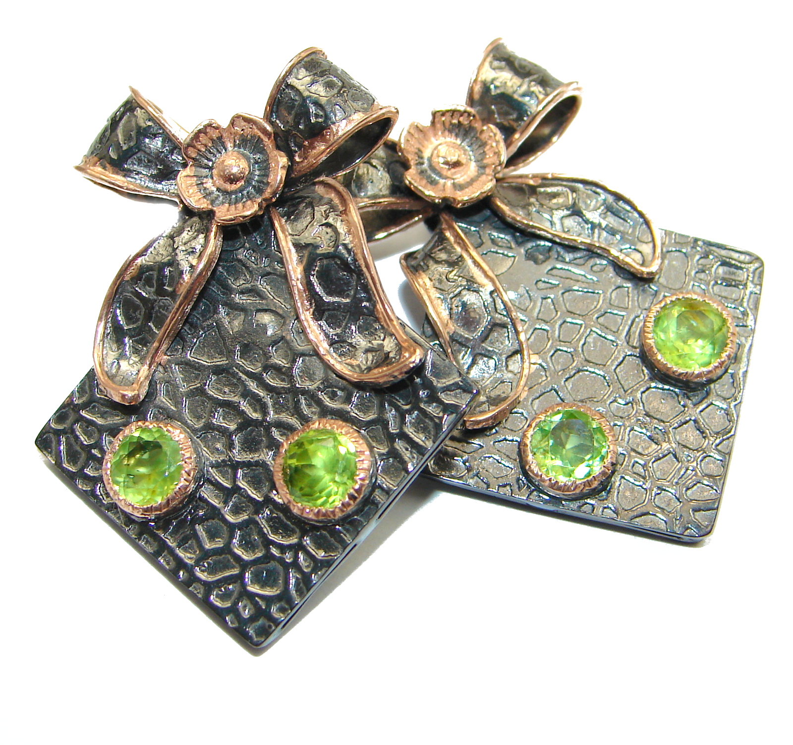 Authentic Peridot Gold over .925 Sterling Silver handmade earrings
