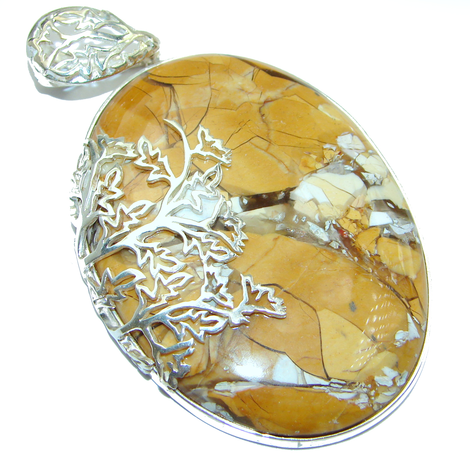 Huge Australian Bracciated Mookaite Jasper .925 Sterling Silver handcrafted pendant