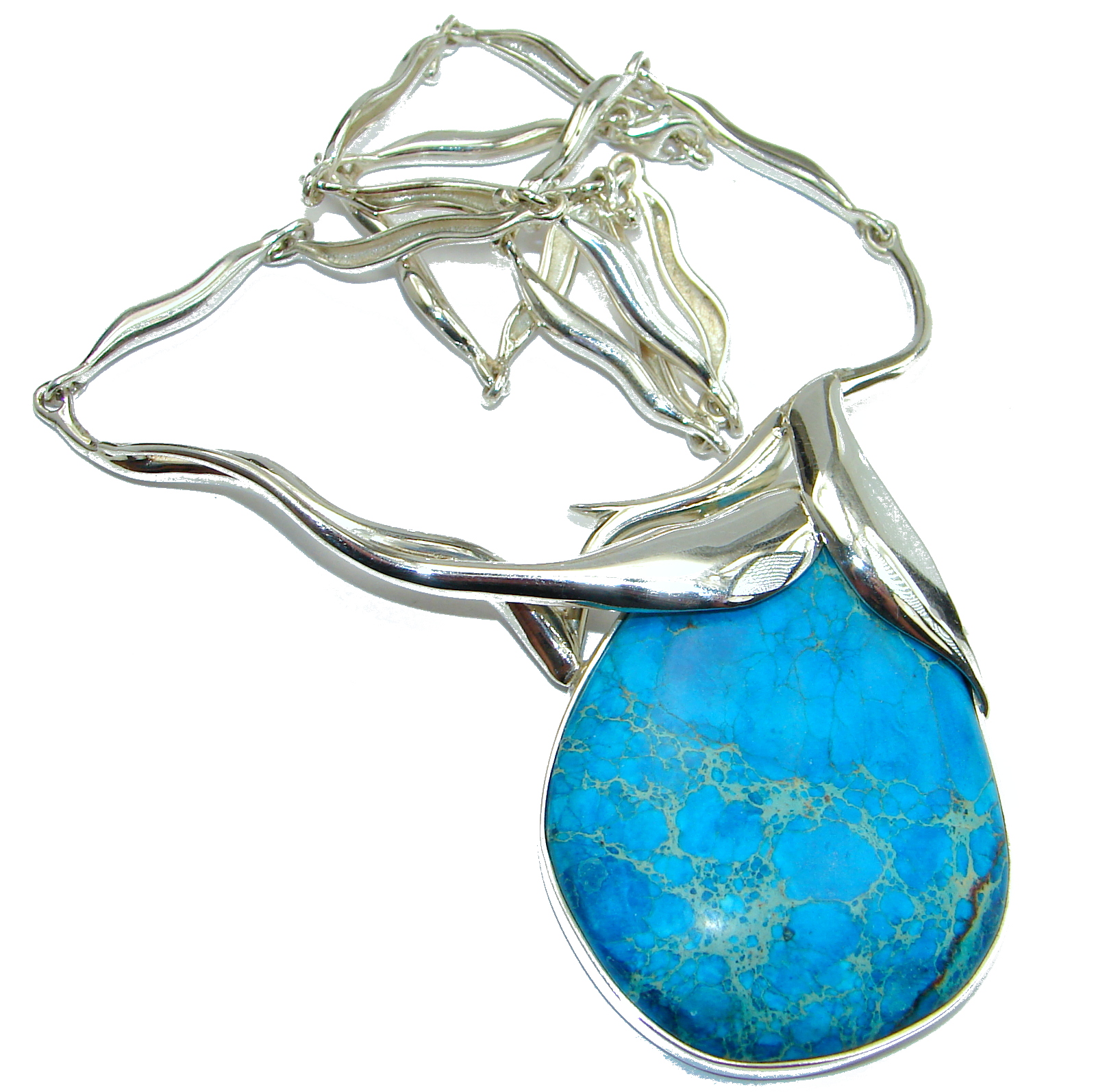 Julietta Blue Sea Sediment Jasper oxidized .925 Sterling Silver handmade necklace