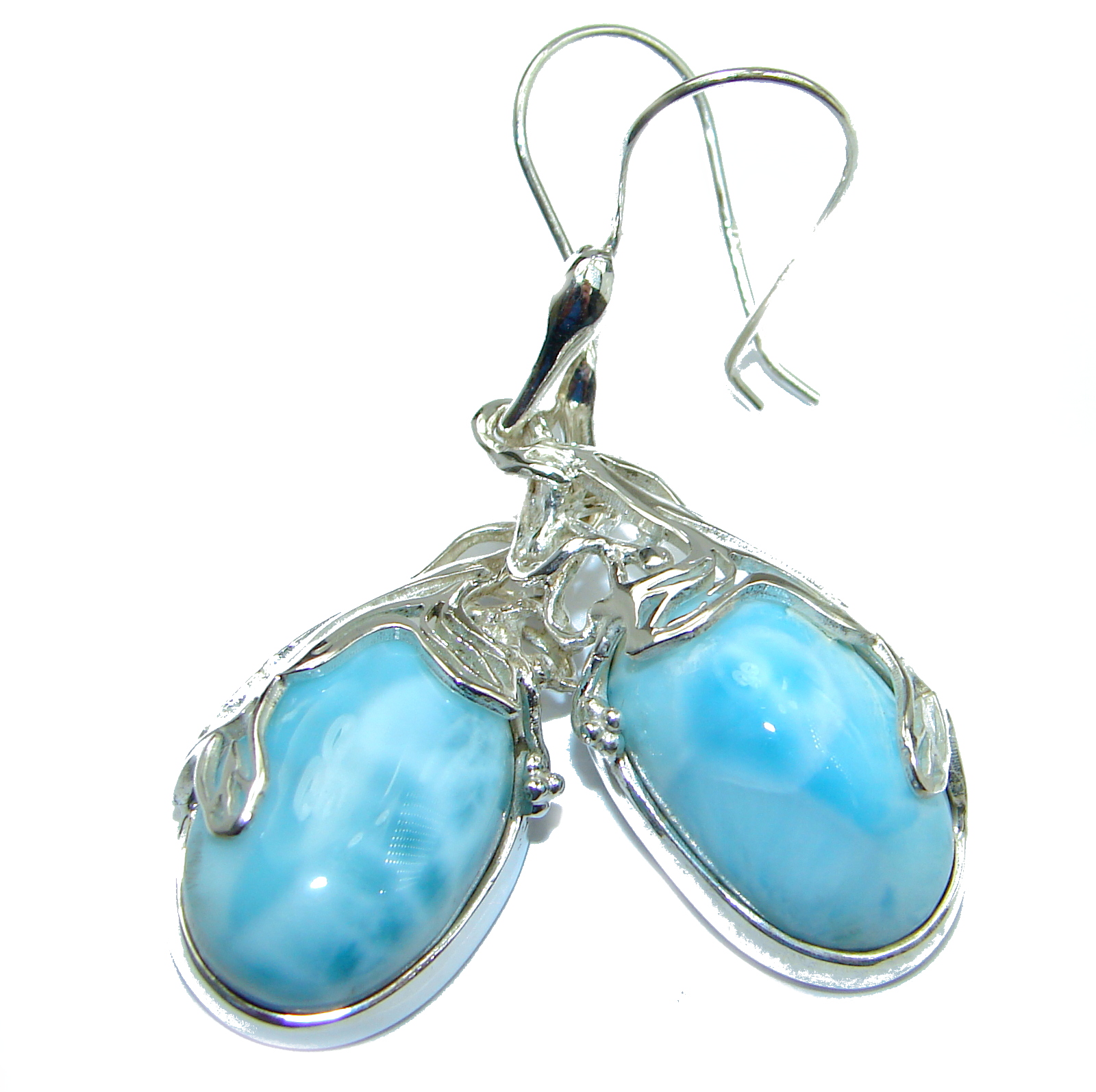 Blue Legacy Larimar .925 Sterling Silver handmade earrings
