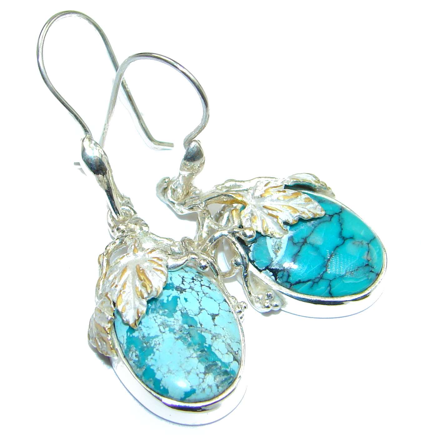 Genuine Sleeping Beauty Turquoise .925 Sterling Silver handmade earrings