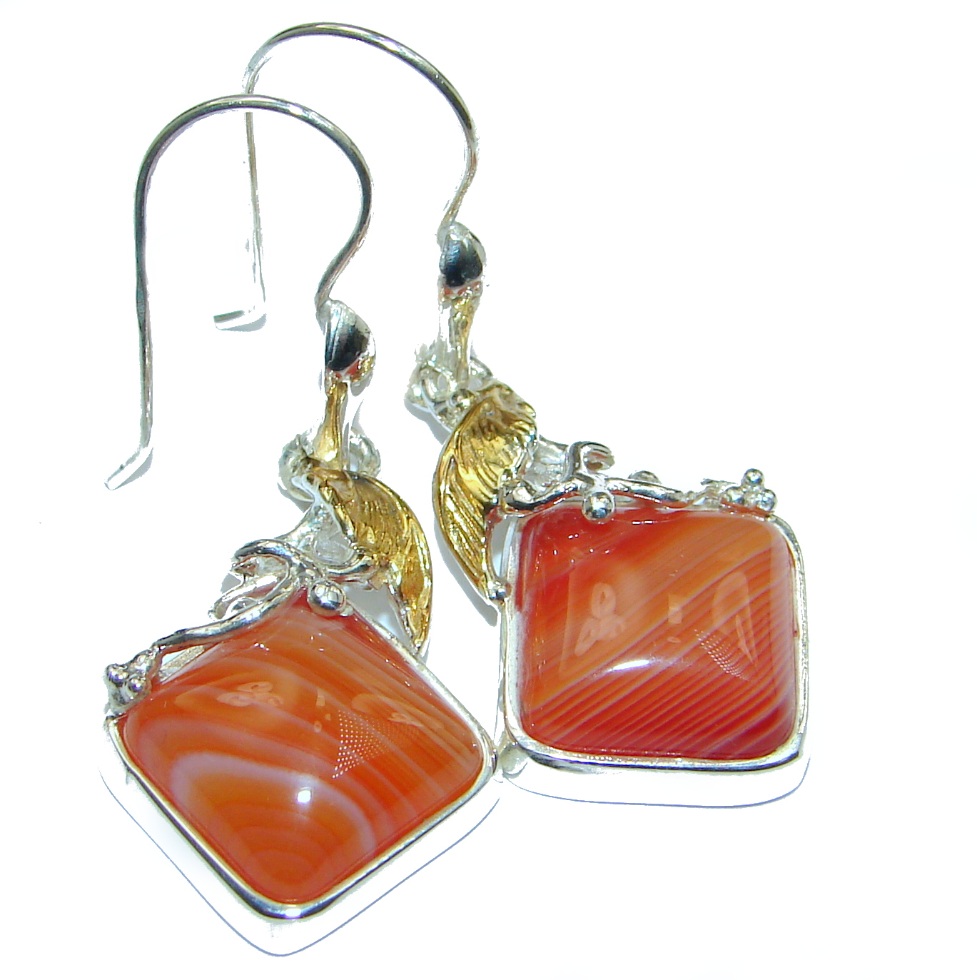 Sublime Orange Carnelian .925 Sterling Silver handmade earrings