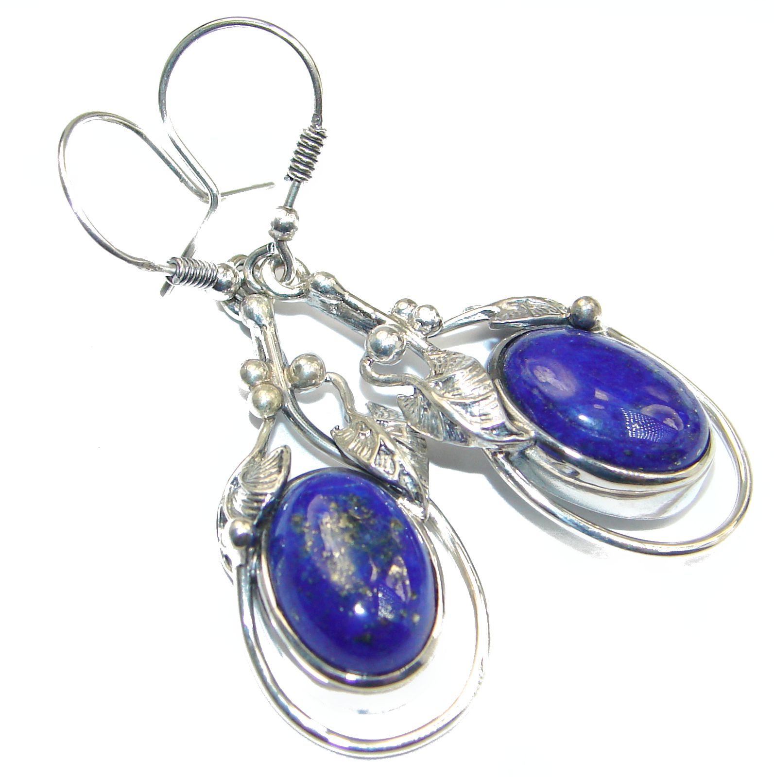 Bold Navy Blue Lapis Lazuli .925 Sterling Silver handmade earrings