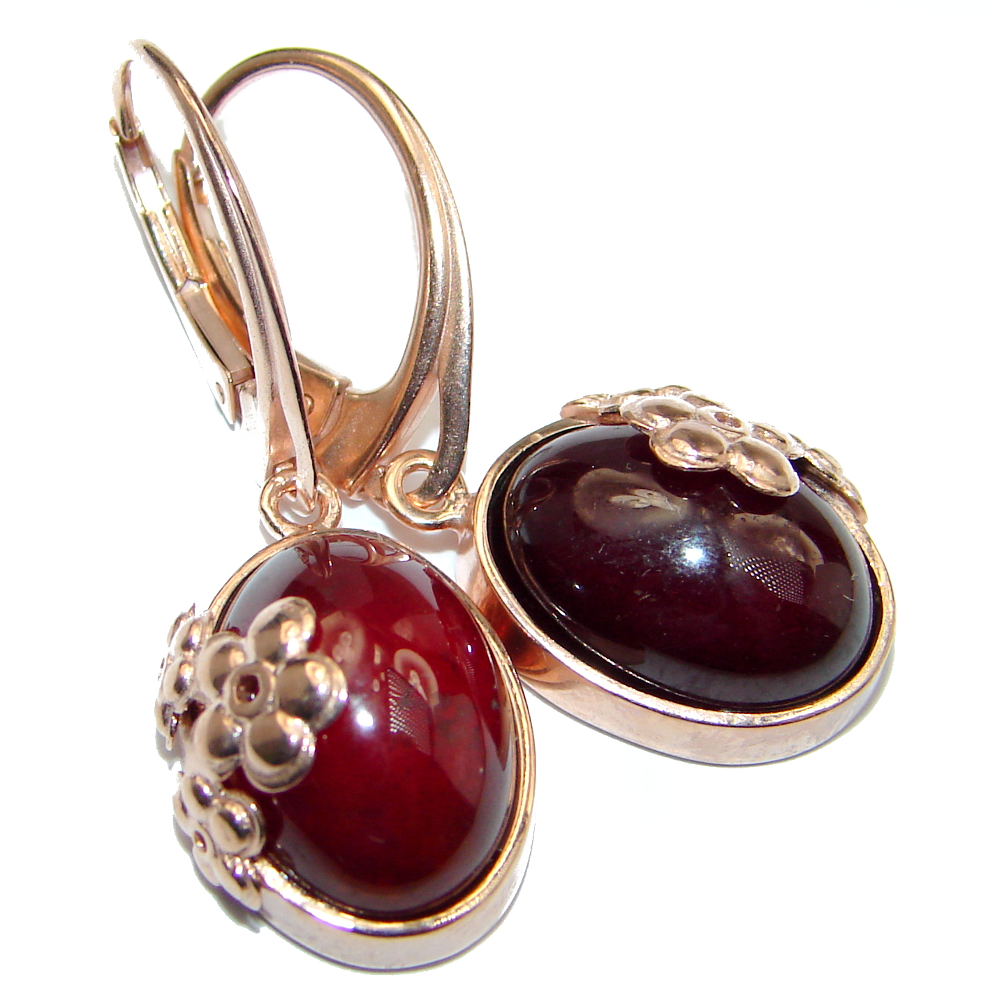 Authentic Garnet Rose 14K Gold Rhodium over .925 Sterling Silver handmade earrings