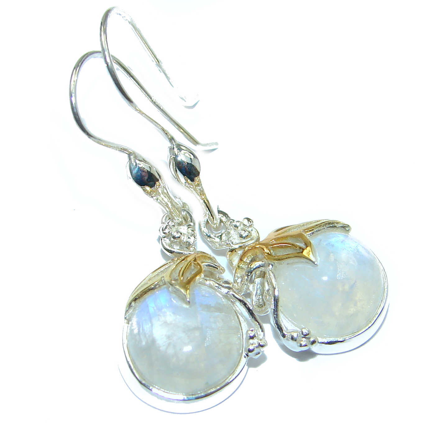 Genuine Fire Moonstone .925 Sterling Silver handcrafted Earrings