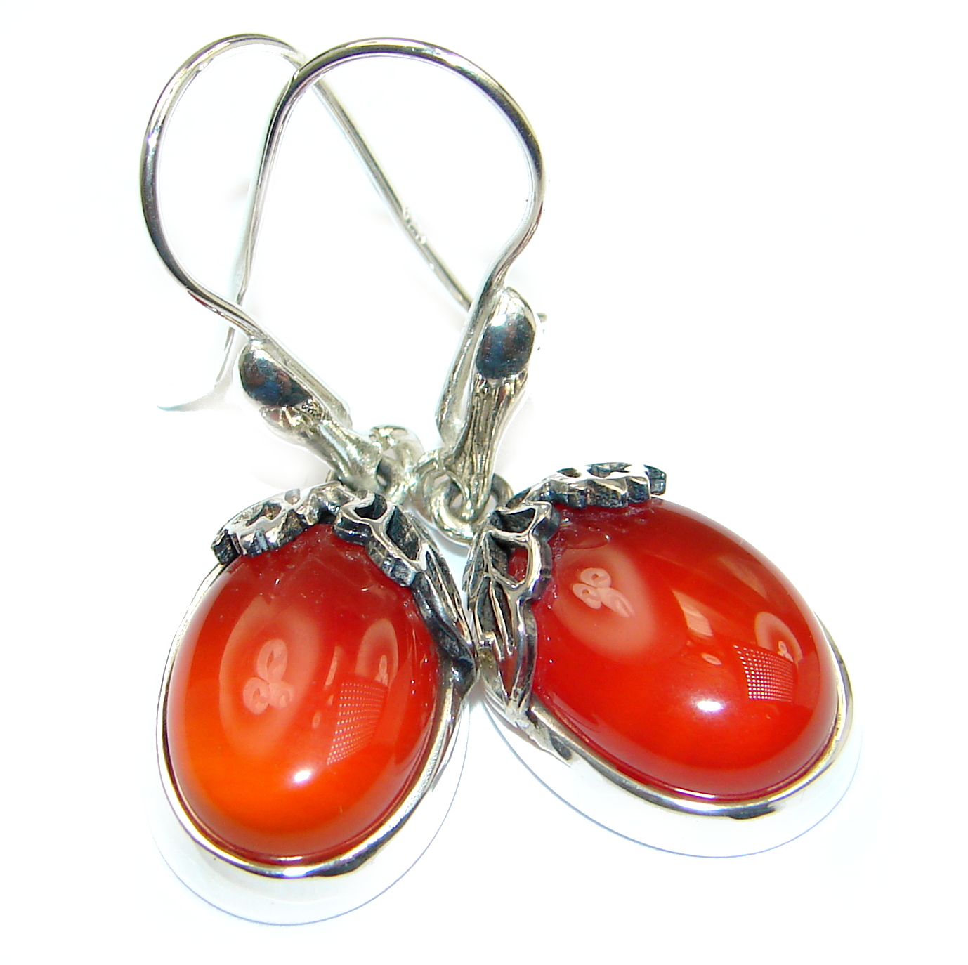 Sublime Orange Carnelian .925 Sterling Silver handmade earrings
