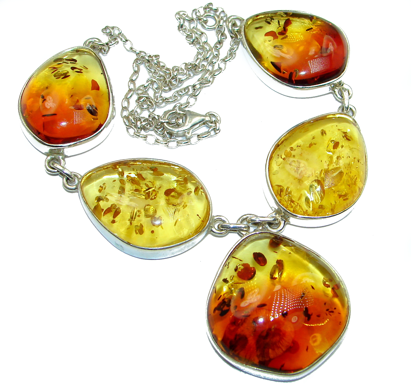 Honey Droplets Natural Baltic Amber .925 Sterling Silver handcrafted necklace