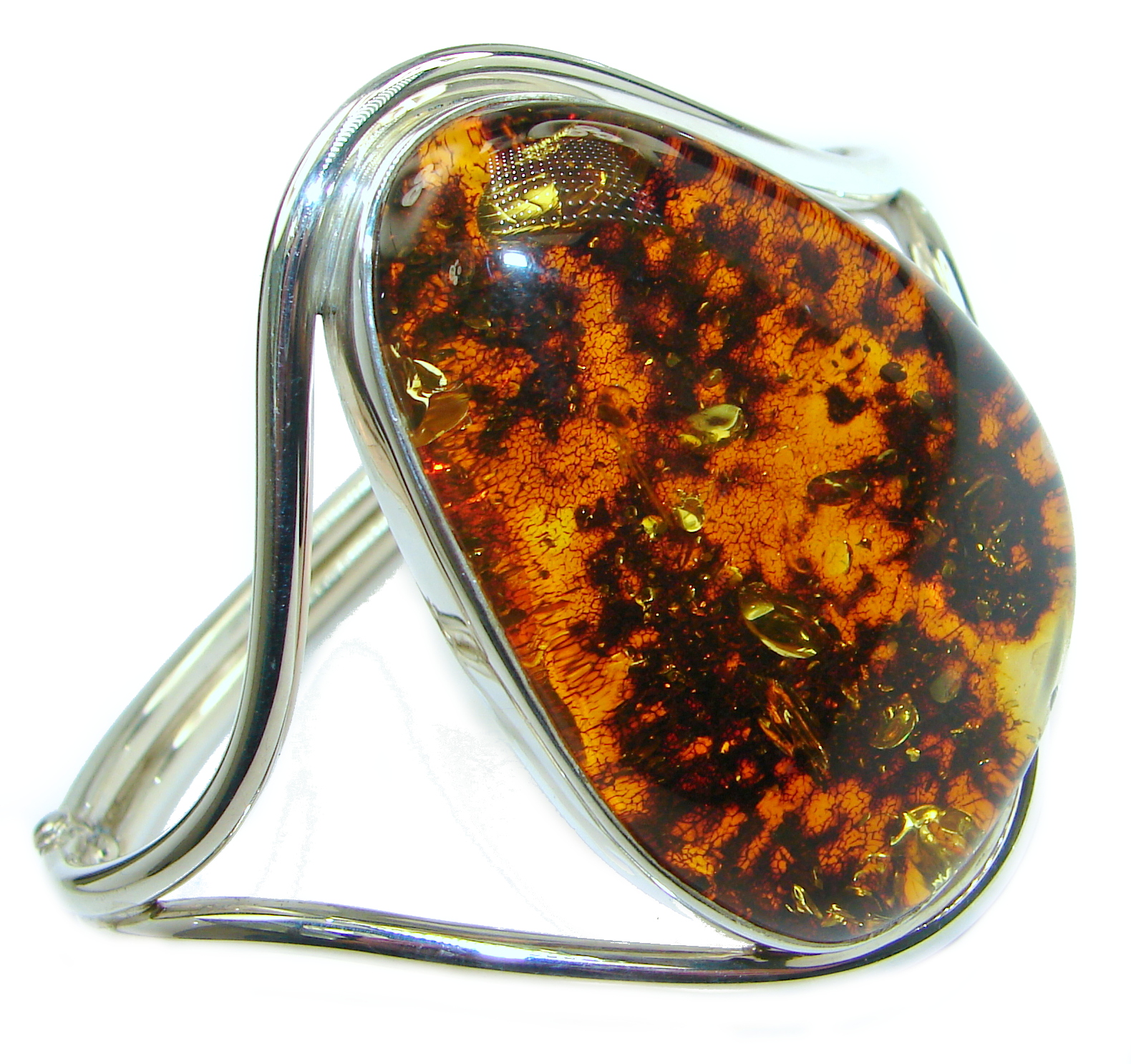 Magnum Cognac Genuine Polish Amber .925 Sterling Silver handmade Bracelet