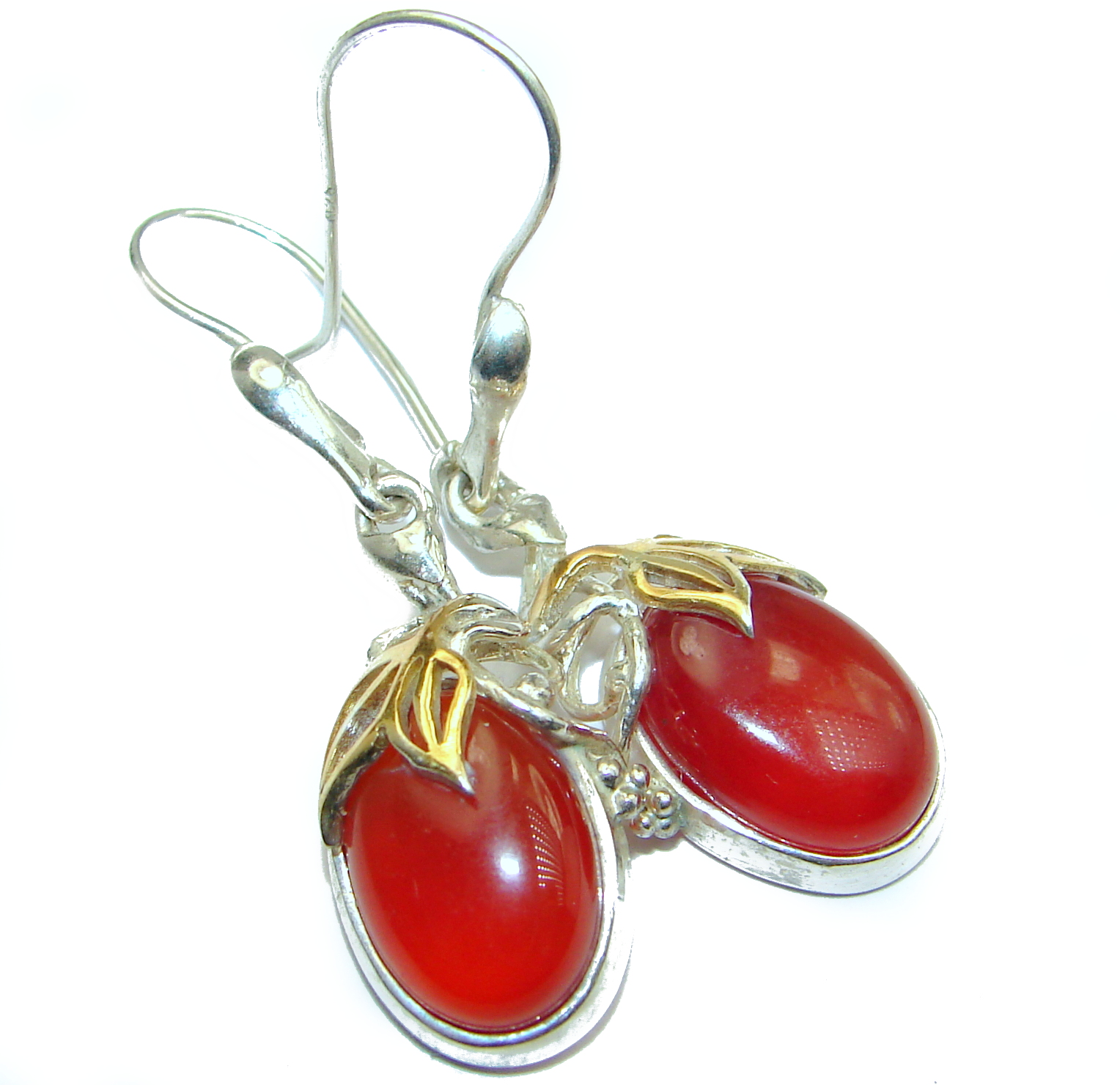 Sublime Orange Carnelian .925 Sterling Silver handmade earrings