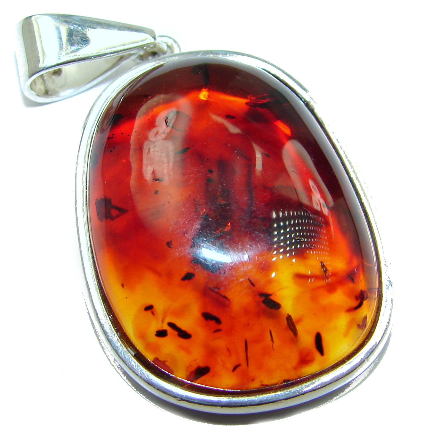 Huge Natural Baltic Amber .925 Sterling Silver handmade Pendant