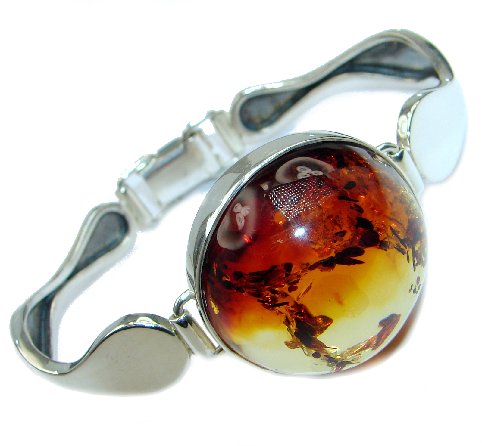 Wonderful genuine Baltic Amber .925 Sterling Silver handmade Bracelet