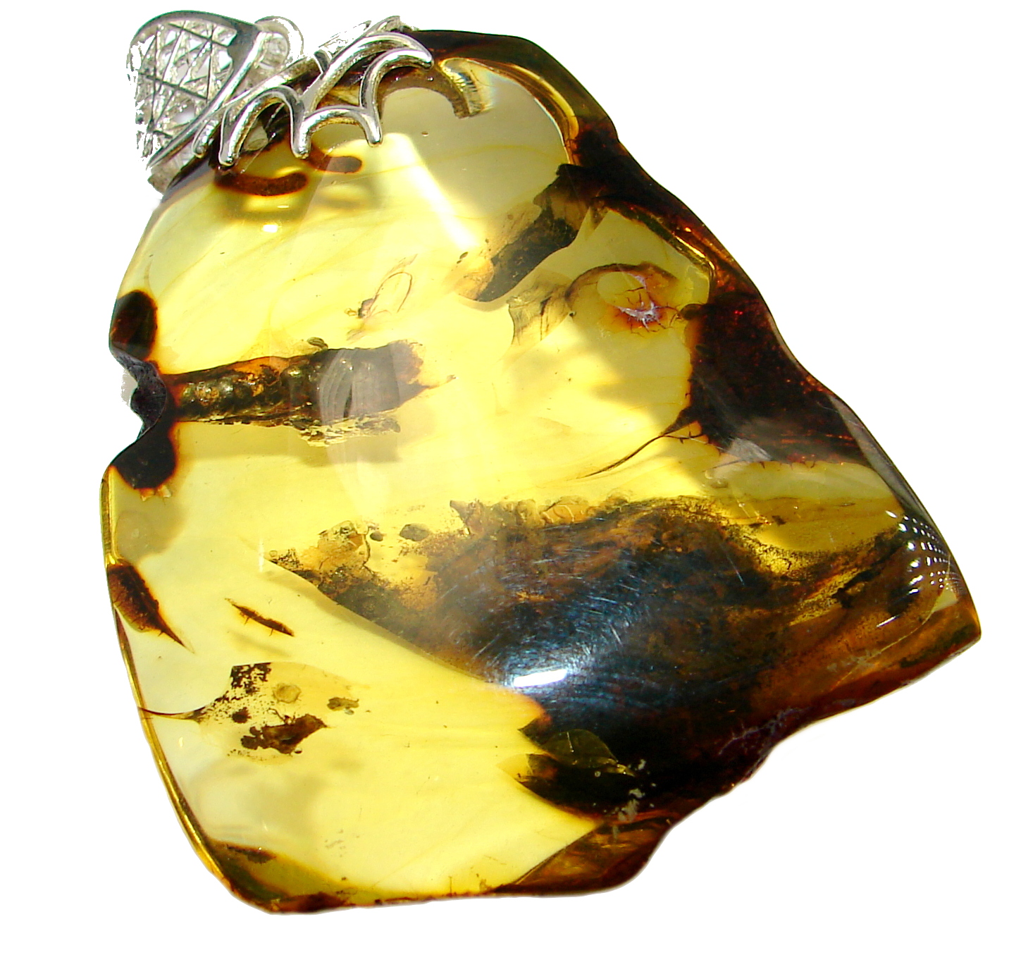 Back to Nature HUGE natural Baltic Amber .925 Sterling Silver handmade Pendant
