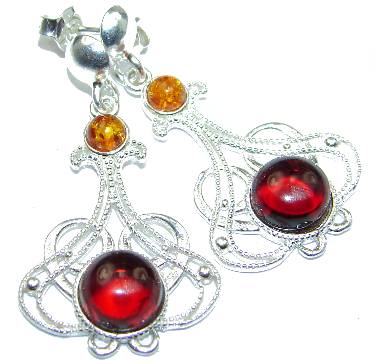 Genuine Baltic Amber .925 Sterling Silver handcrafted Earrings