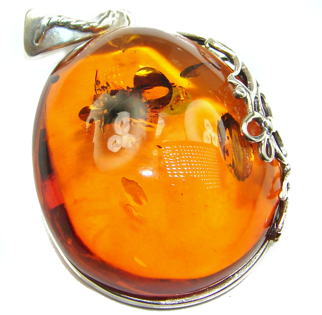 Very Rare Natural Baltic Amber .925 Sterling Silver handmade Pendant