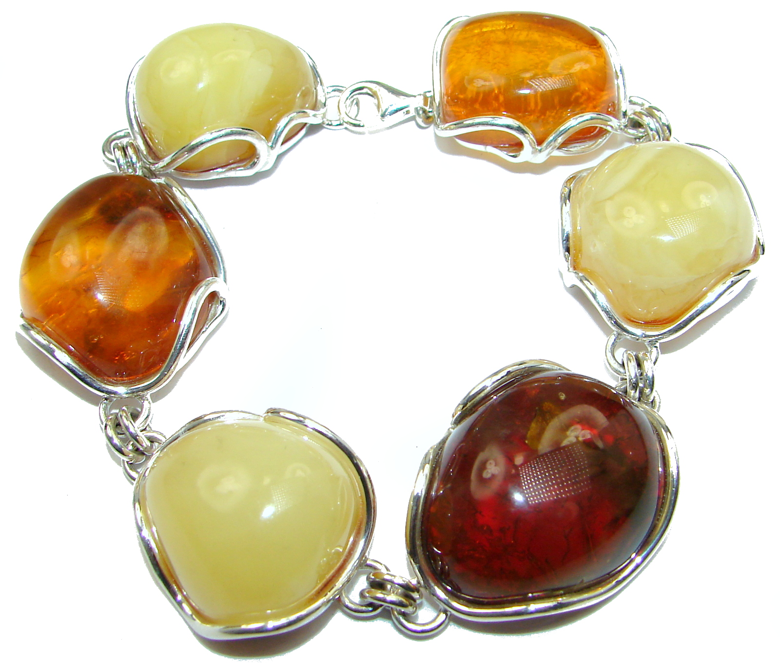 Beautiful Butterscotch AAA Baltic Polish Amber .925 Sterling Silver handcrafted Bracelet
