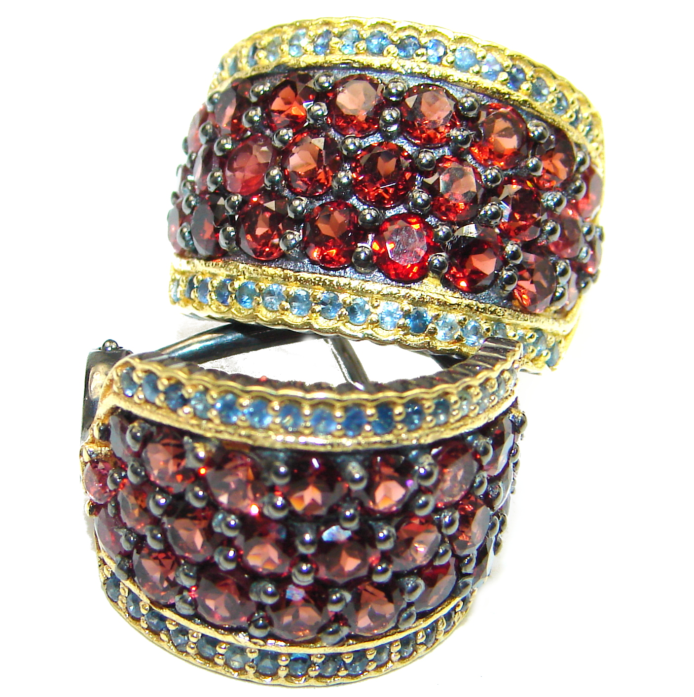 Spectacular Authentic Garnet 14K Gold over .925 Sterling Silver handmade earrings