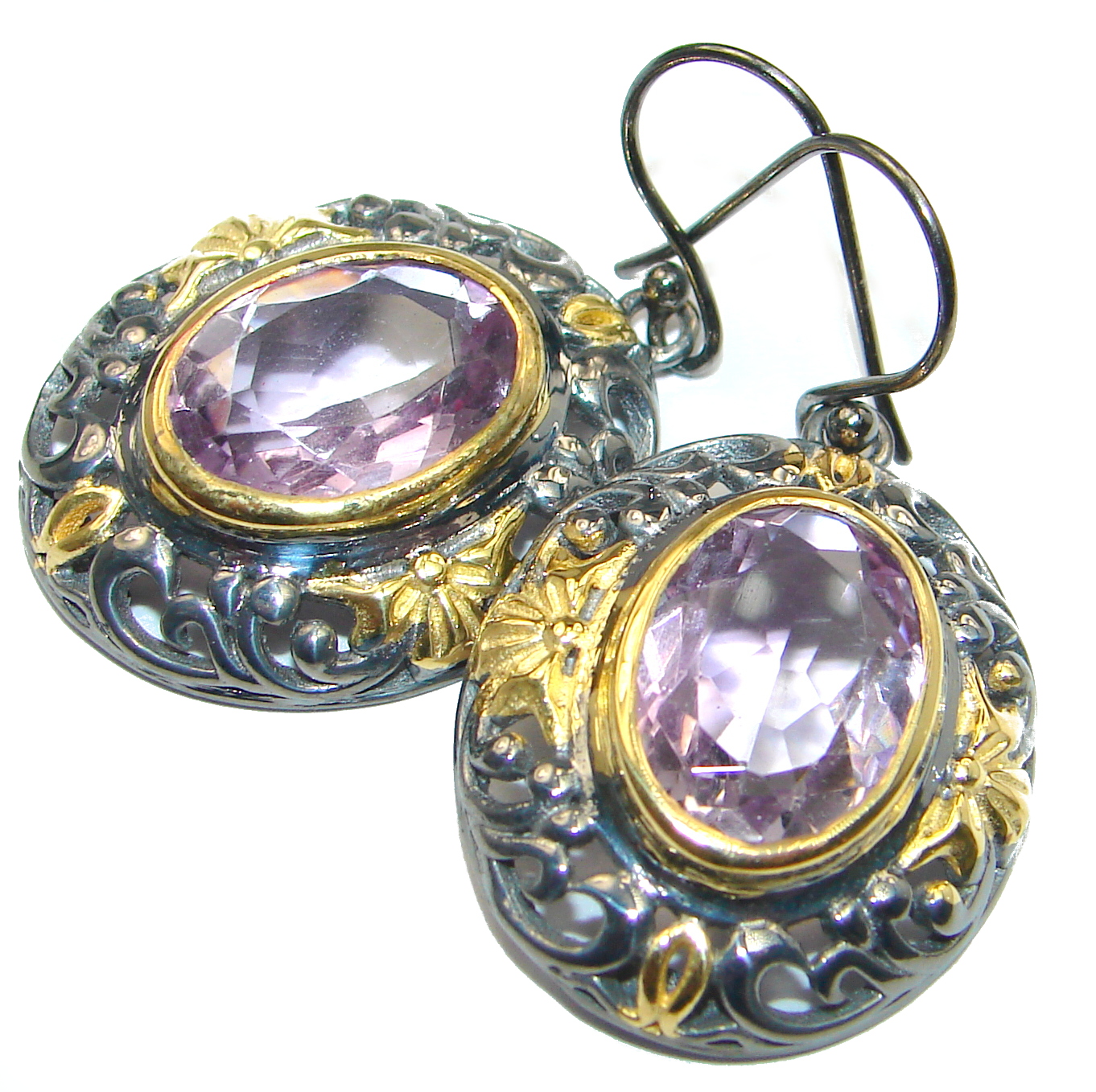 Authentic Amethyst 18k Gold over .925 Sterling Silver handmade earrings