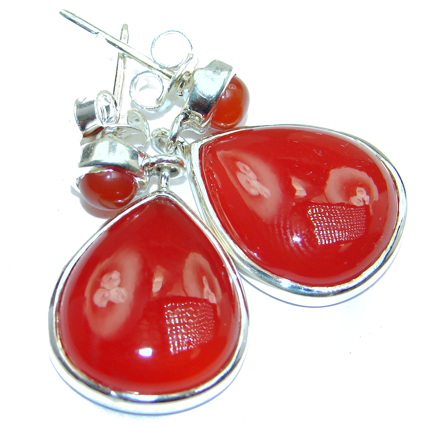 Sublime Orange Carnelian oxidized .925 Sterling Silver handmade earrings