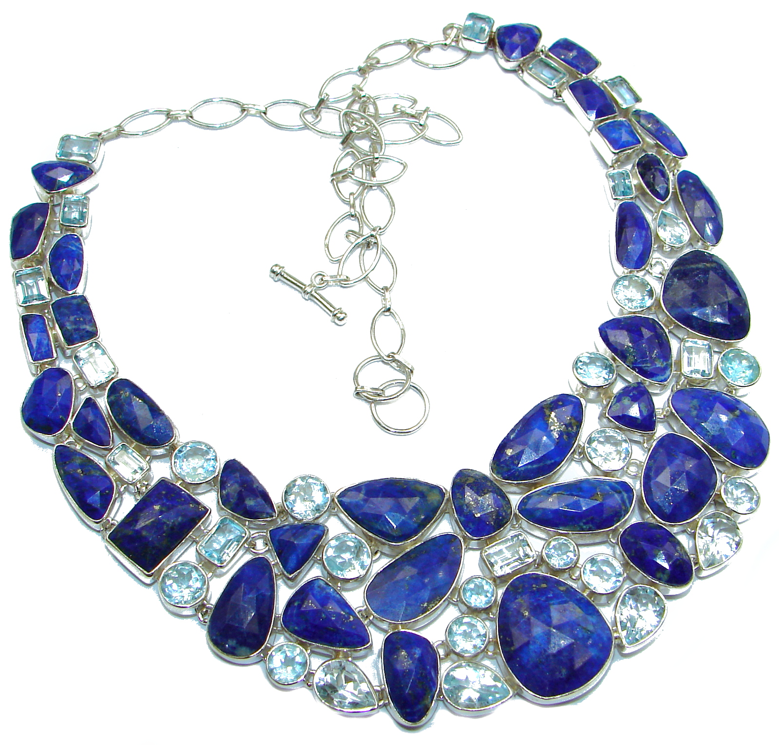 One in the world Huge Boho Style authentic Lapis Lazuli .925 Sterling Silver handmade necklace
