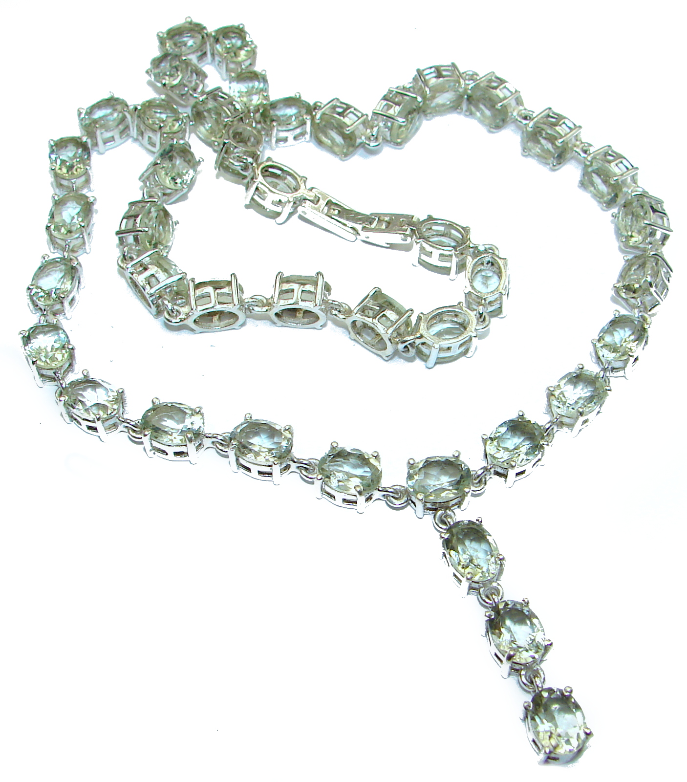 Sublime genuine Green Amethyst .925 Sterling Silver handcrafted necklace