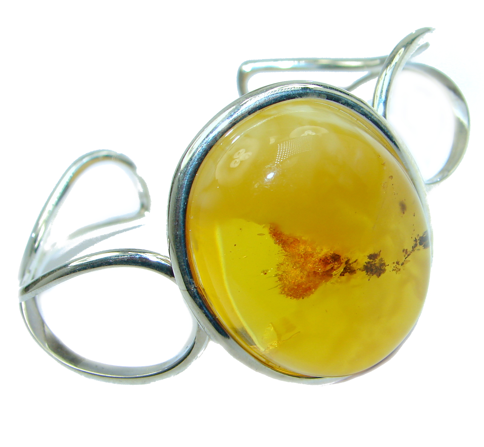 Wonderful genuine Butterscotch Baltic Amber Sterling Silver handmade Bracelet / Cuff