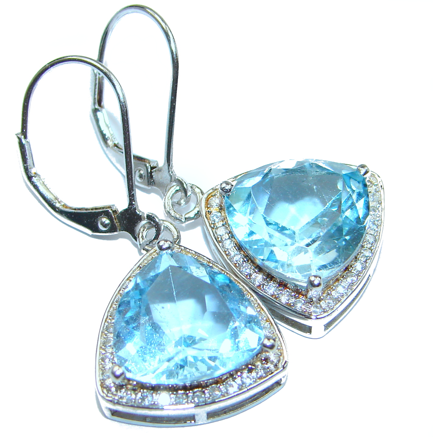 Perfect Swiss Blue Topaz .925 Sterling Silver handmade earrings