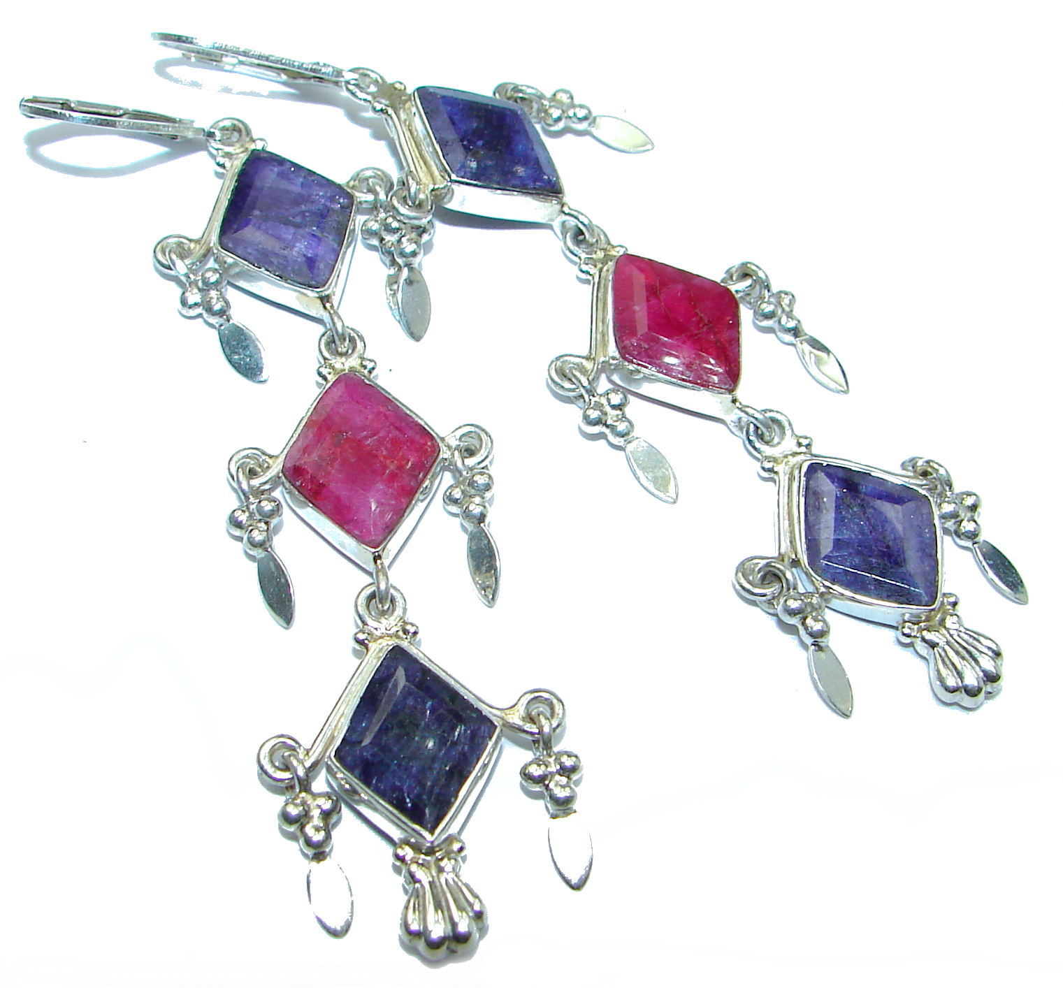 Unique Ruby .925 Sterling Silver handmade earrings