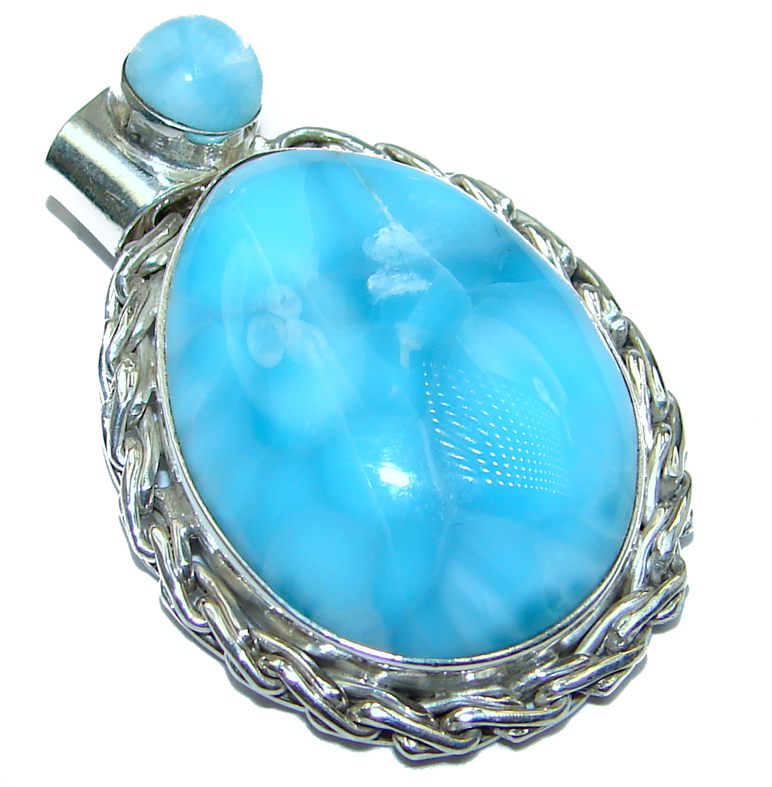 Vintage Style Beauty Larimar .925 Sterling Silver handmade pendant