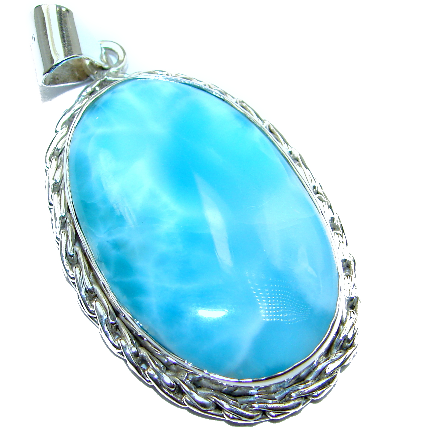 Vintage Style Beauty Larimar .925 Sterling Silver handmade pendant