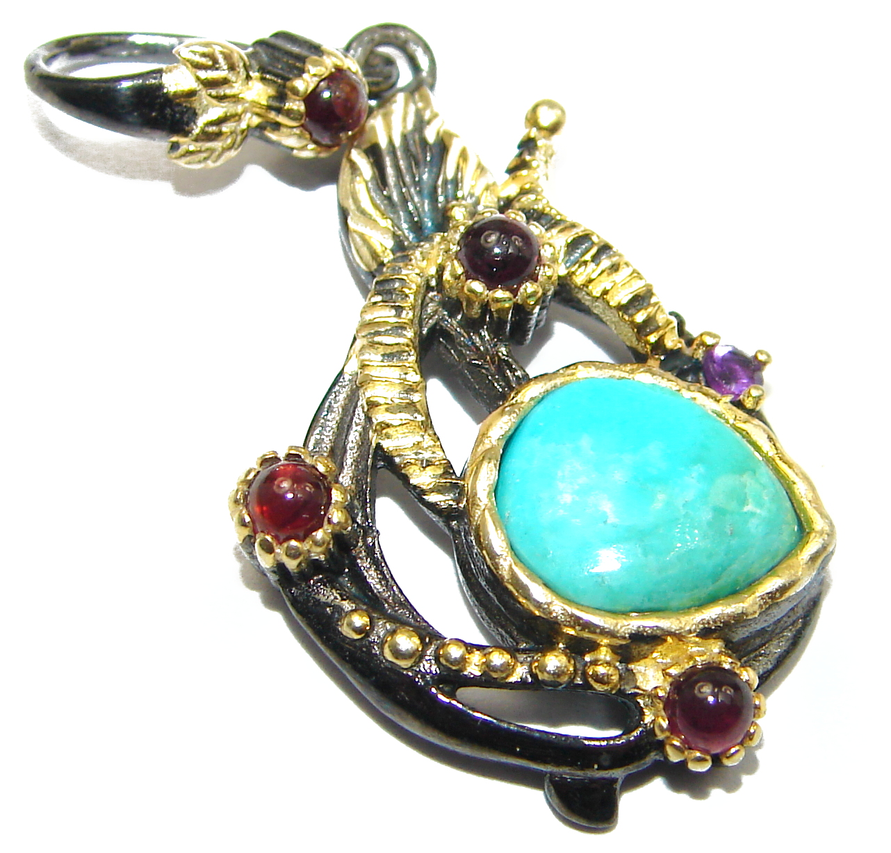 Exquisite Sleeping Beauty Turquoise .925 Sterling Silver handmade Pendant
