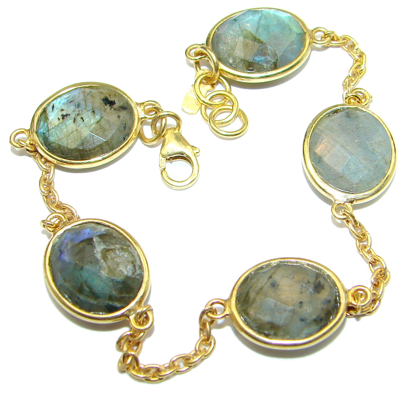The Highest Quality Fire Labradorite .925 Sterling Silver handcrafted Bracelet