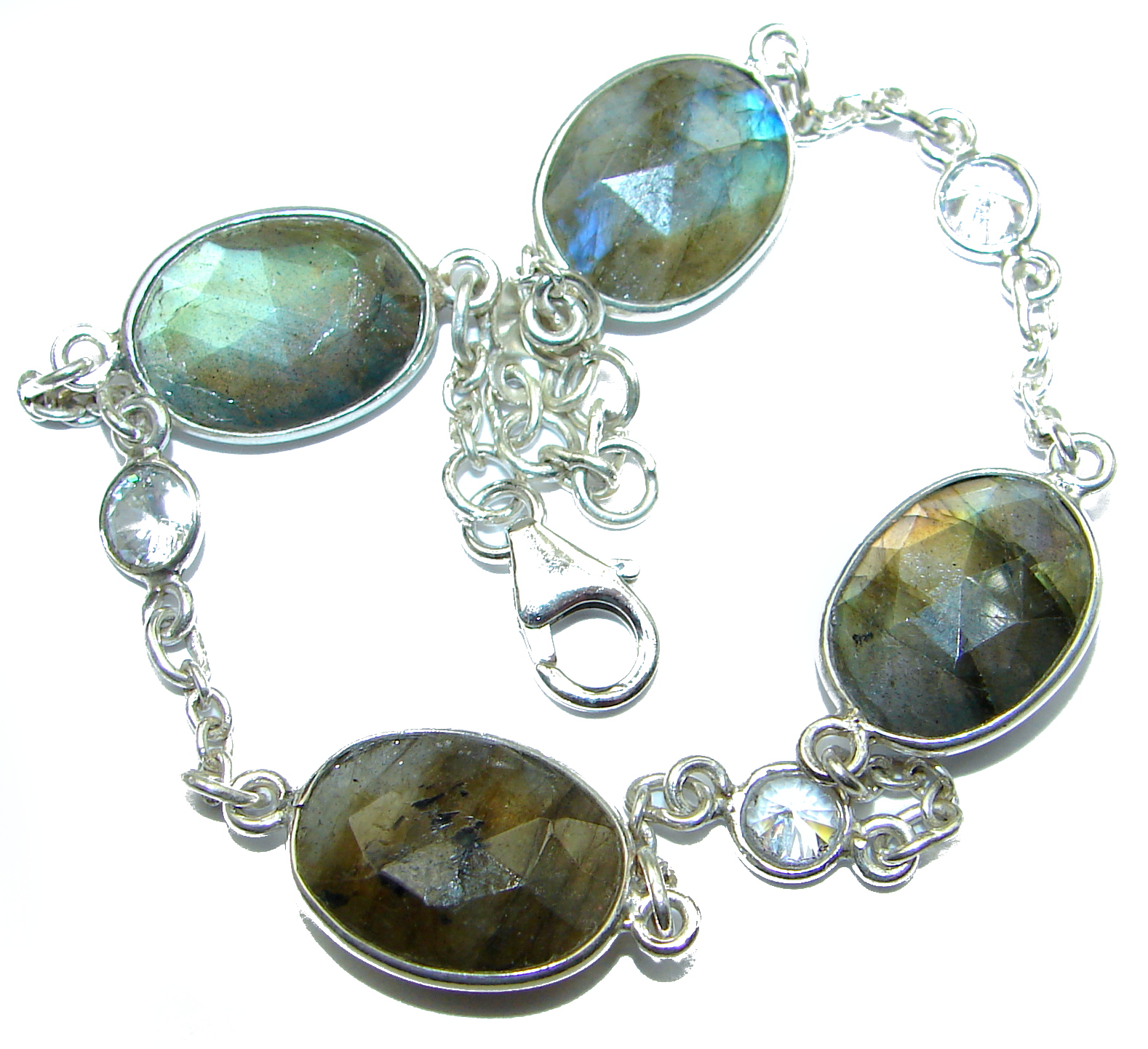 The Highest Quality Fire Labradorite .925 Sterling Silver handcrafted Bracelet