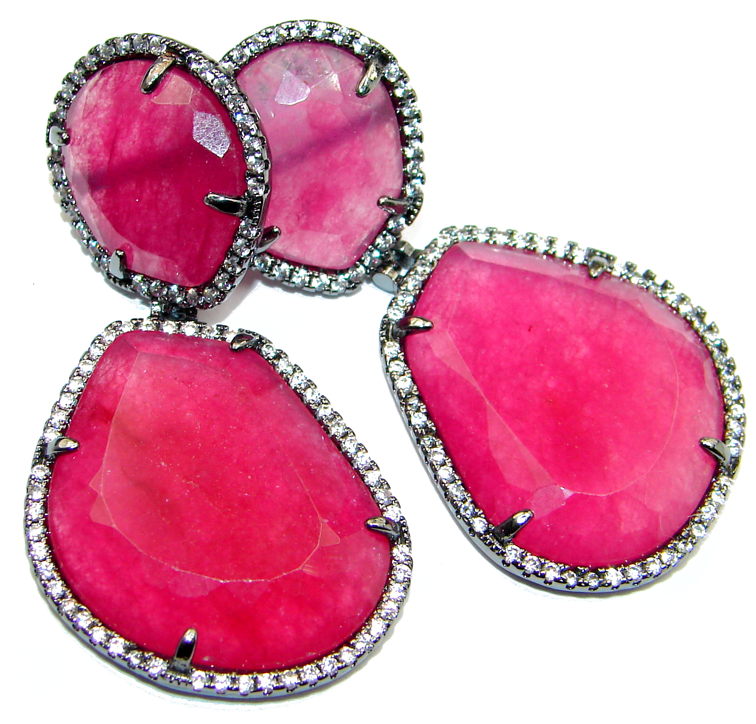 Spectacular Ruby color quartz .925 Sterling Silver earrings