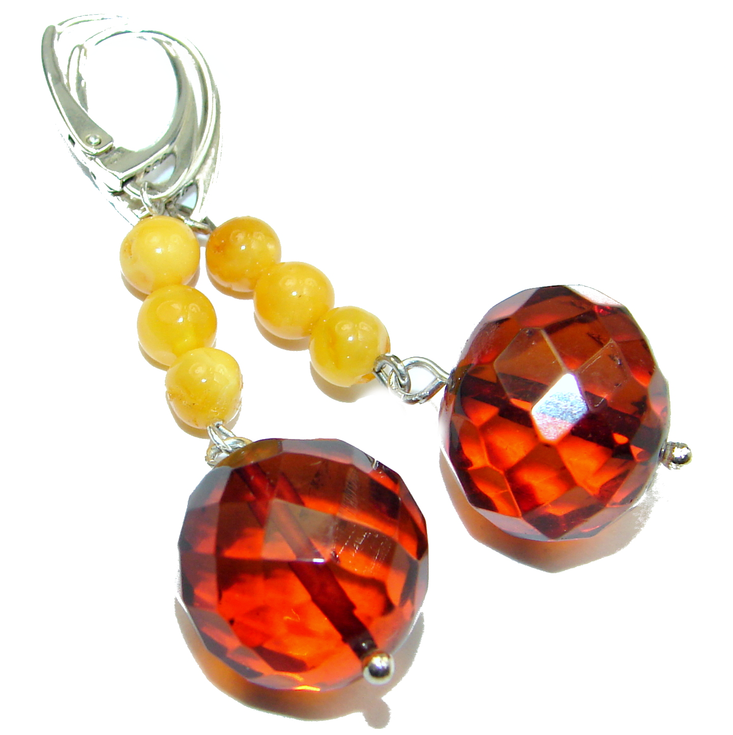 Genuine Baltic Amber .925 Sterling Silver handcrafted Earrings