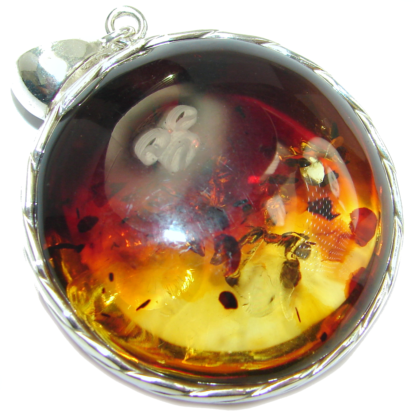 Huge Honey Moon Natural Baltic Amber .925 Sterling Silver handmade Pendant