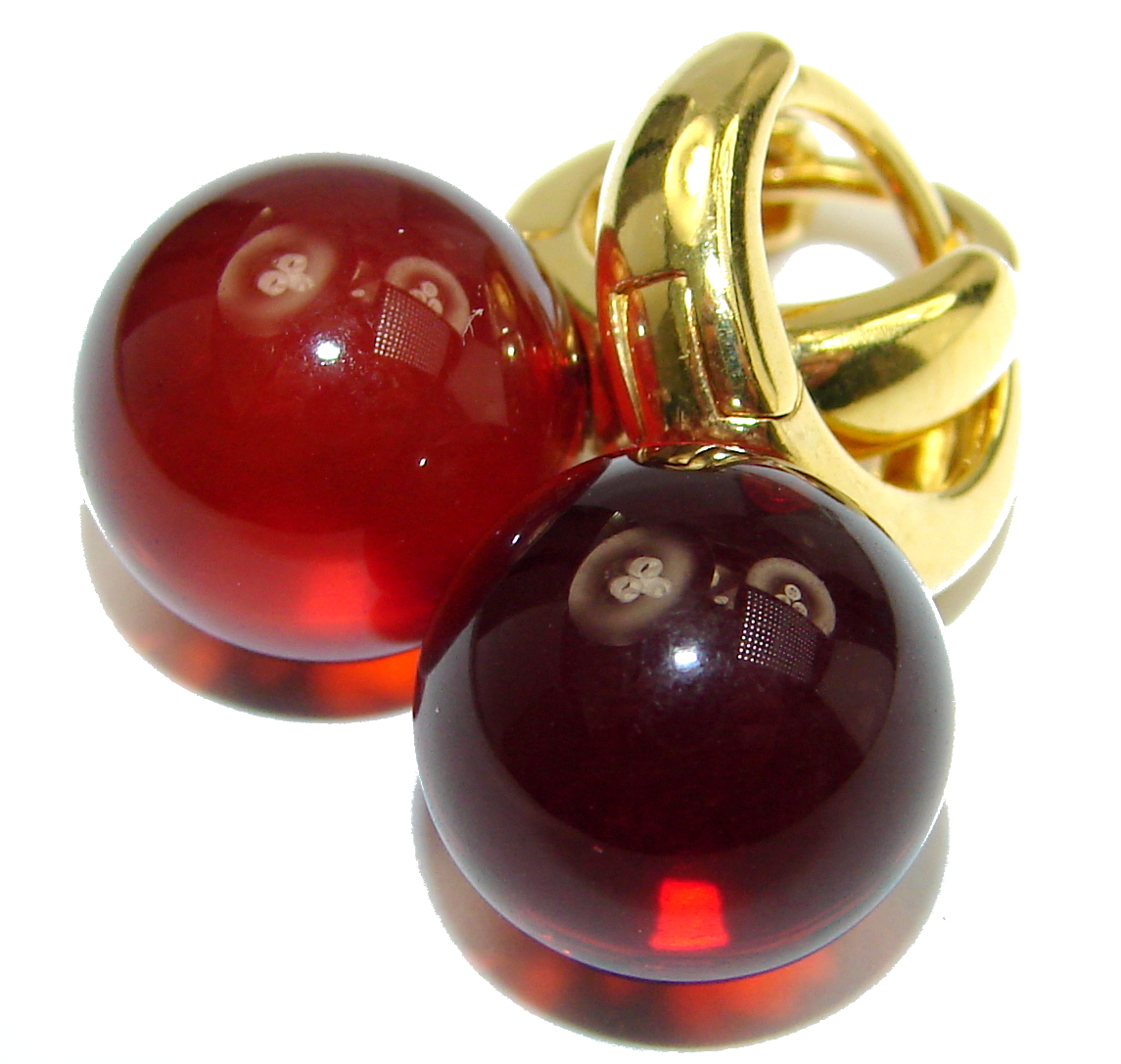 Genuine Baltic Amber 18k Gold over .925 Sterling Silver handcrafted Earrings