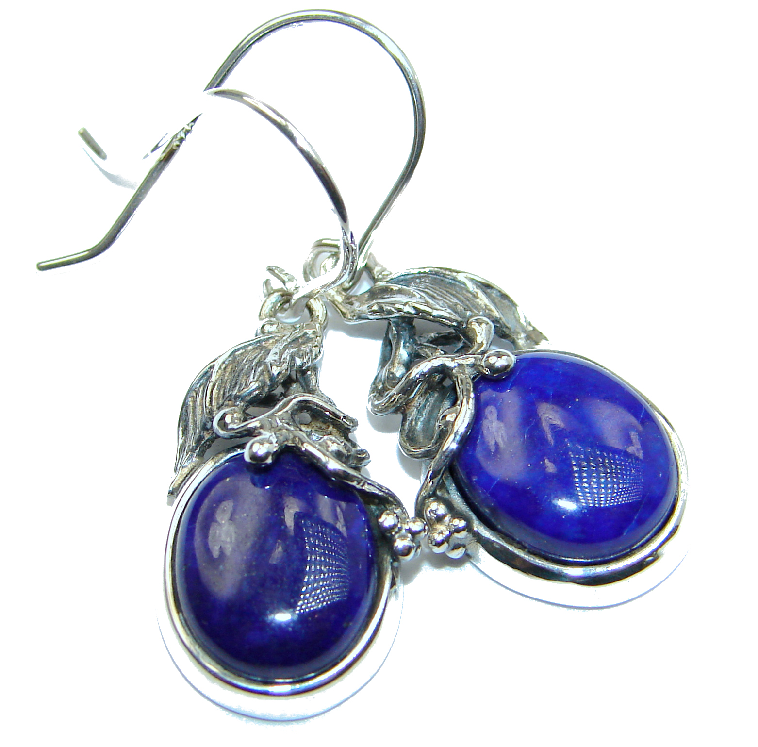 Bold Navy Blue Lapis Lazuli .925 Sterling Silver handmade earrings