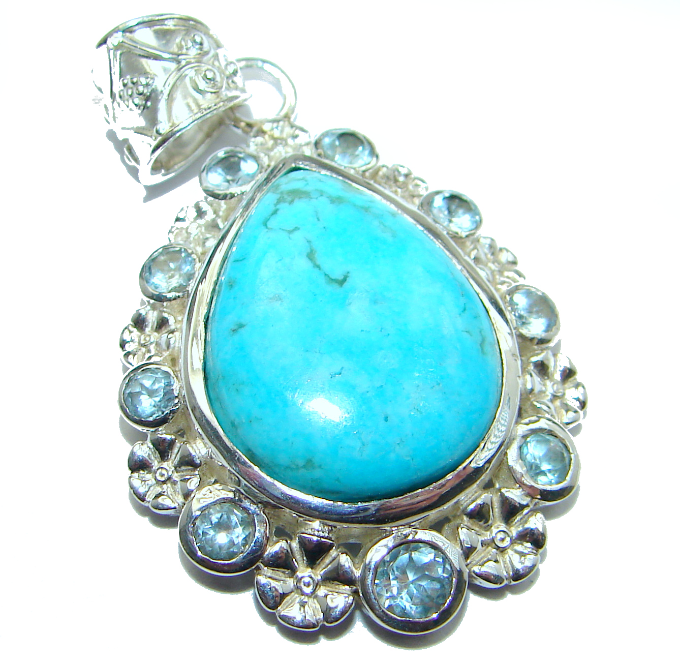 Exquisite Sleeping Beauty Turquoise .925 Sterling Silver handmade Pendant