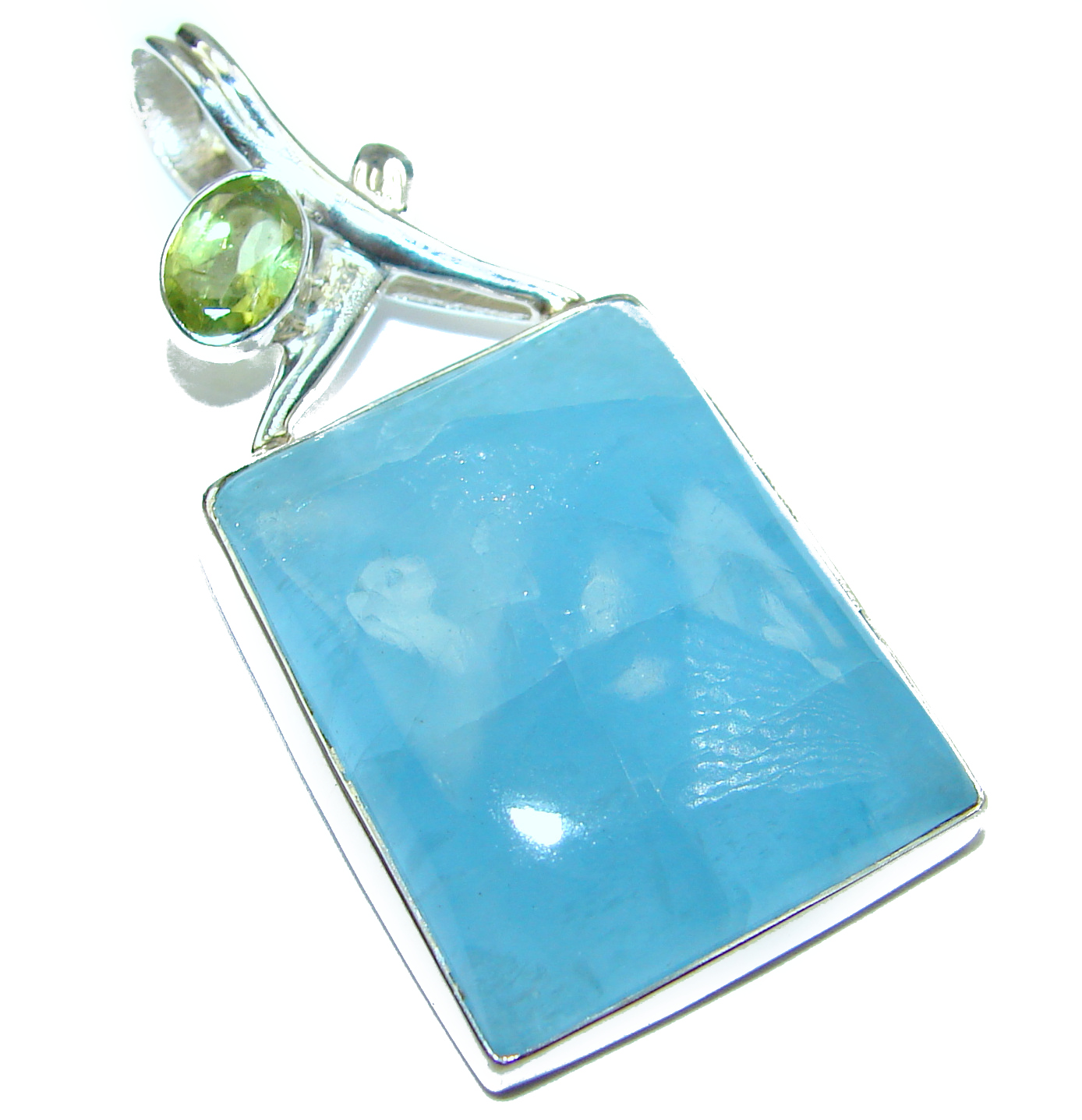 Genuine 43.5 ct Aquamarine .925 Sterling Silver handmade Pendant