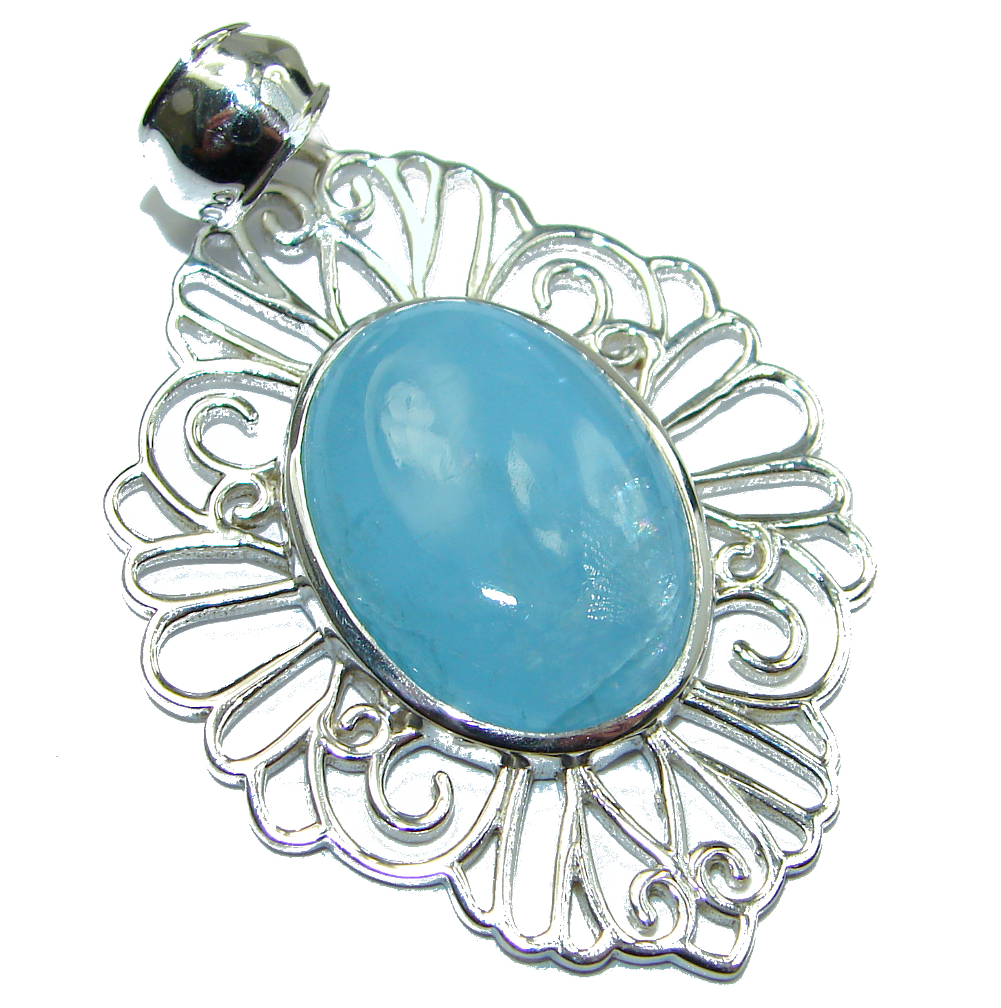 Genuine 27.5 ct Aquamarine .925 Sterling Silver handmade Pendant