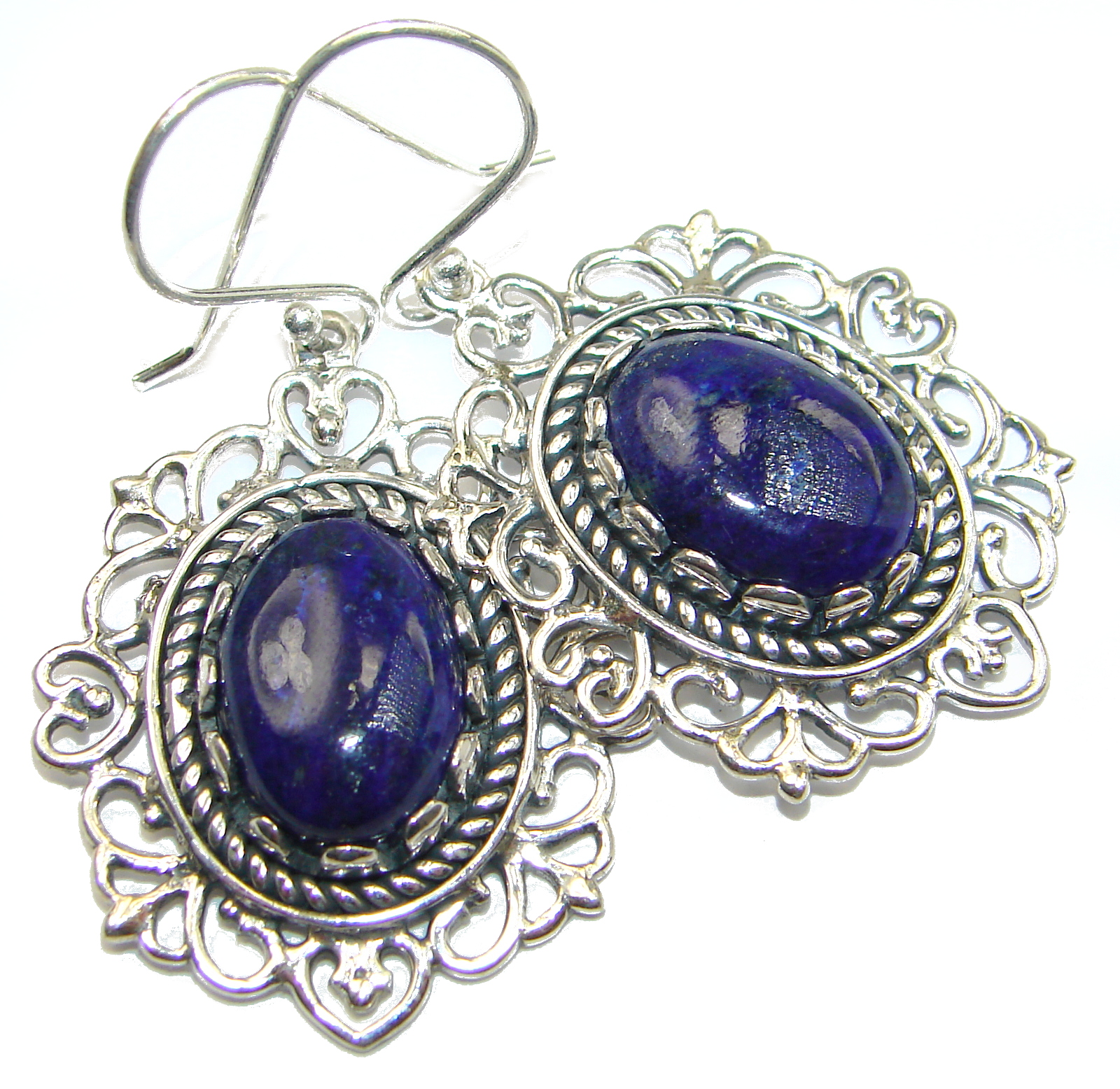 Bold Handcrafted Navy Blue Lapis Lazuli Sterling Silver handmade earrings