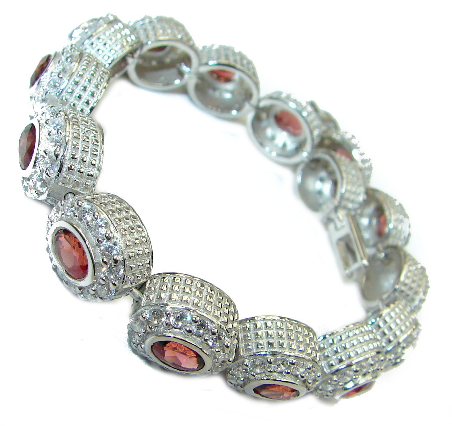 One of the kind Secret Beauty Garnet .925 Sterling Silver handcrafted Bracelet