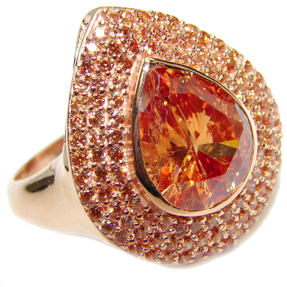 Blush Morganite 14K Rose Gold over .925 Sterling Silver handcrafted ring s. 8 1/4