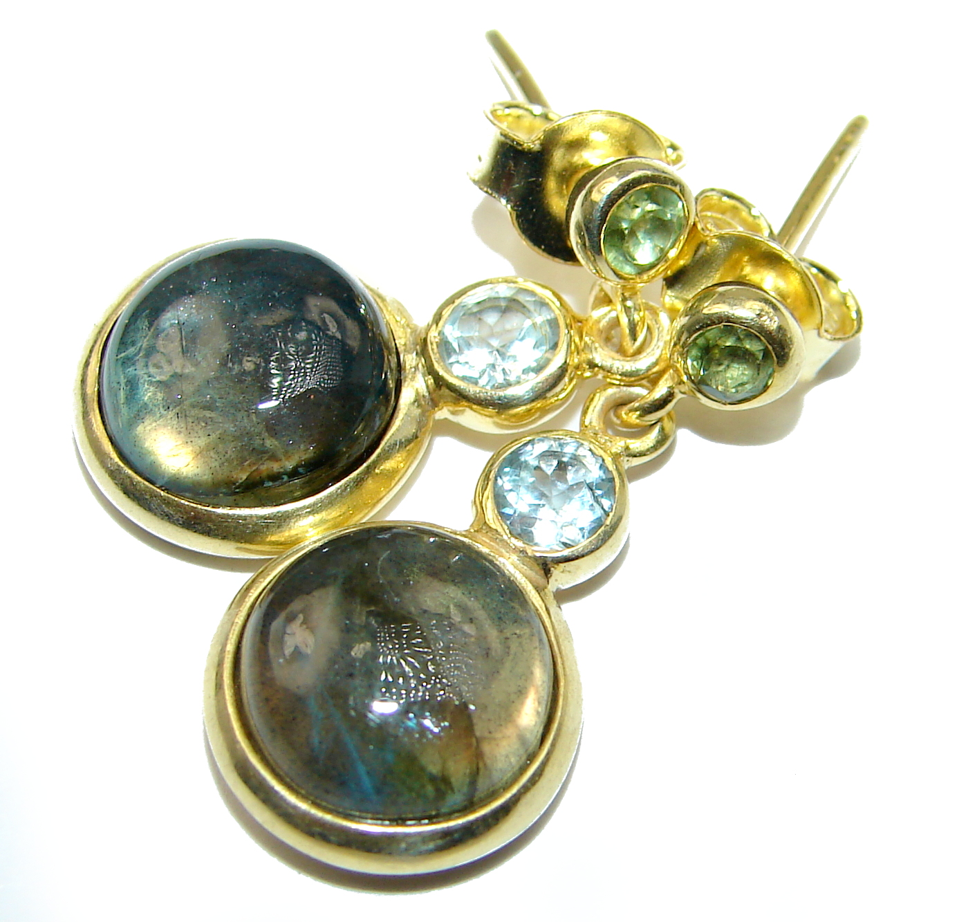 Perfect Labradorite 14K Gold over .925 Sterling Silver handmade earrings
