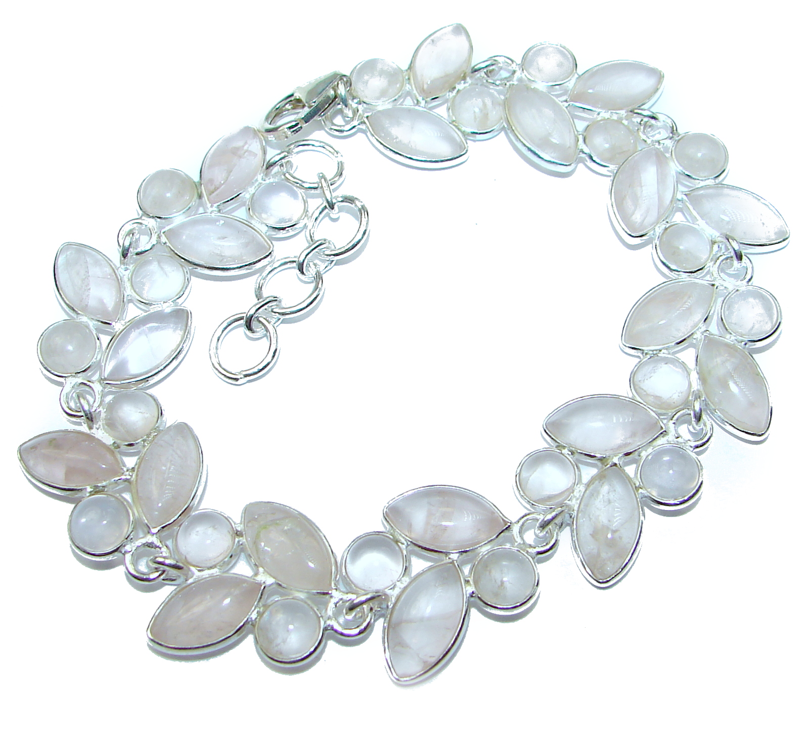 Natural Rose Quartz .925 Sterling Silver handmade Bracelet