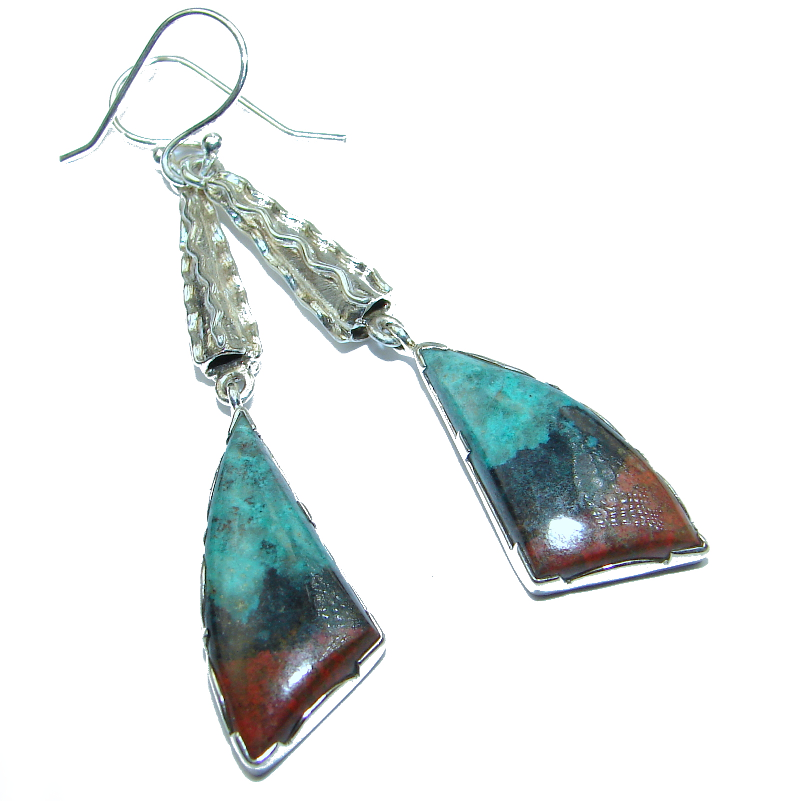Huge Natural Sonora Jasper .925 Sterling Silver handcrafted Earrings