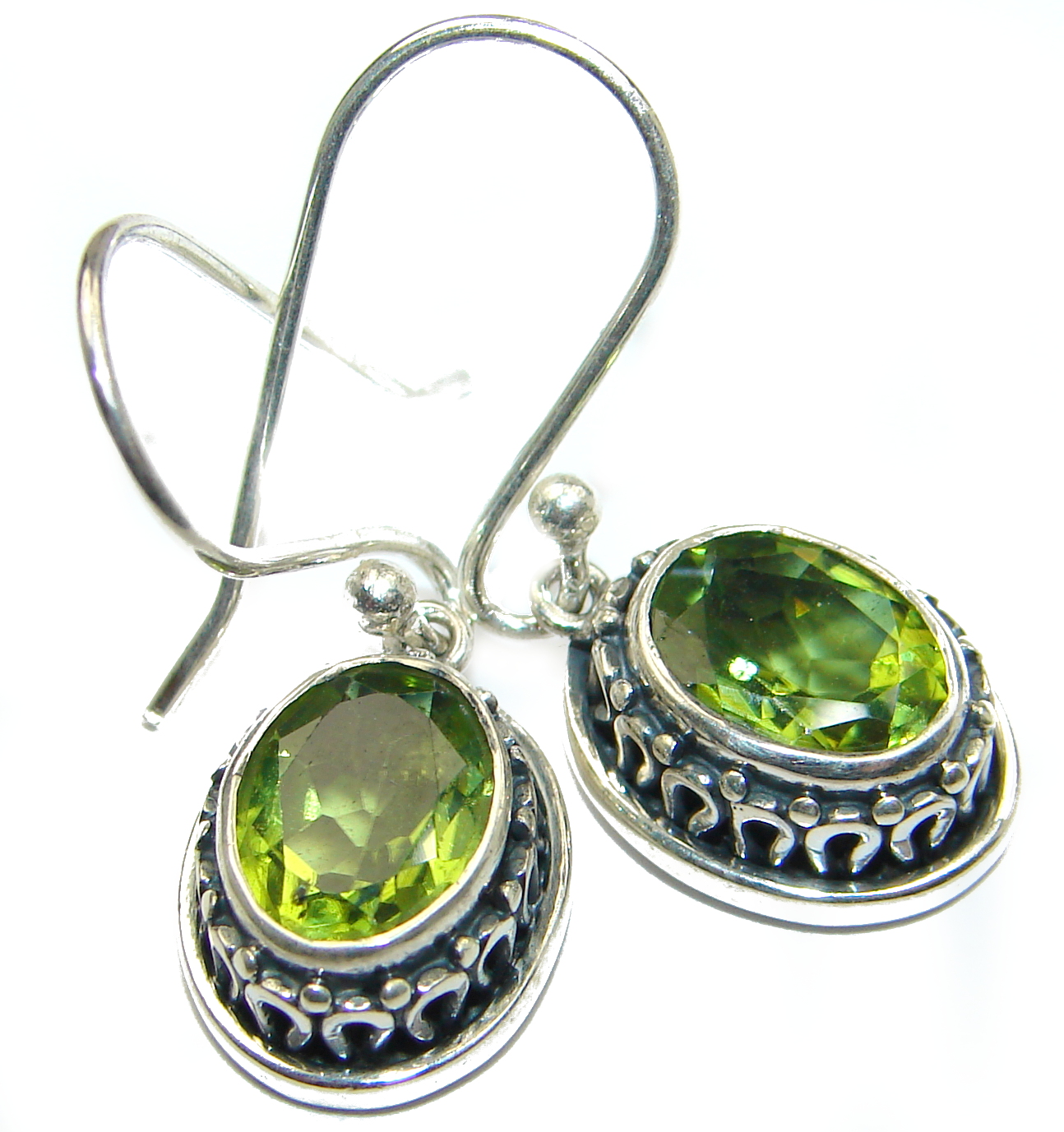 Authentic Peridot .925 Sterling Silver handmade earrings