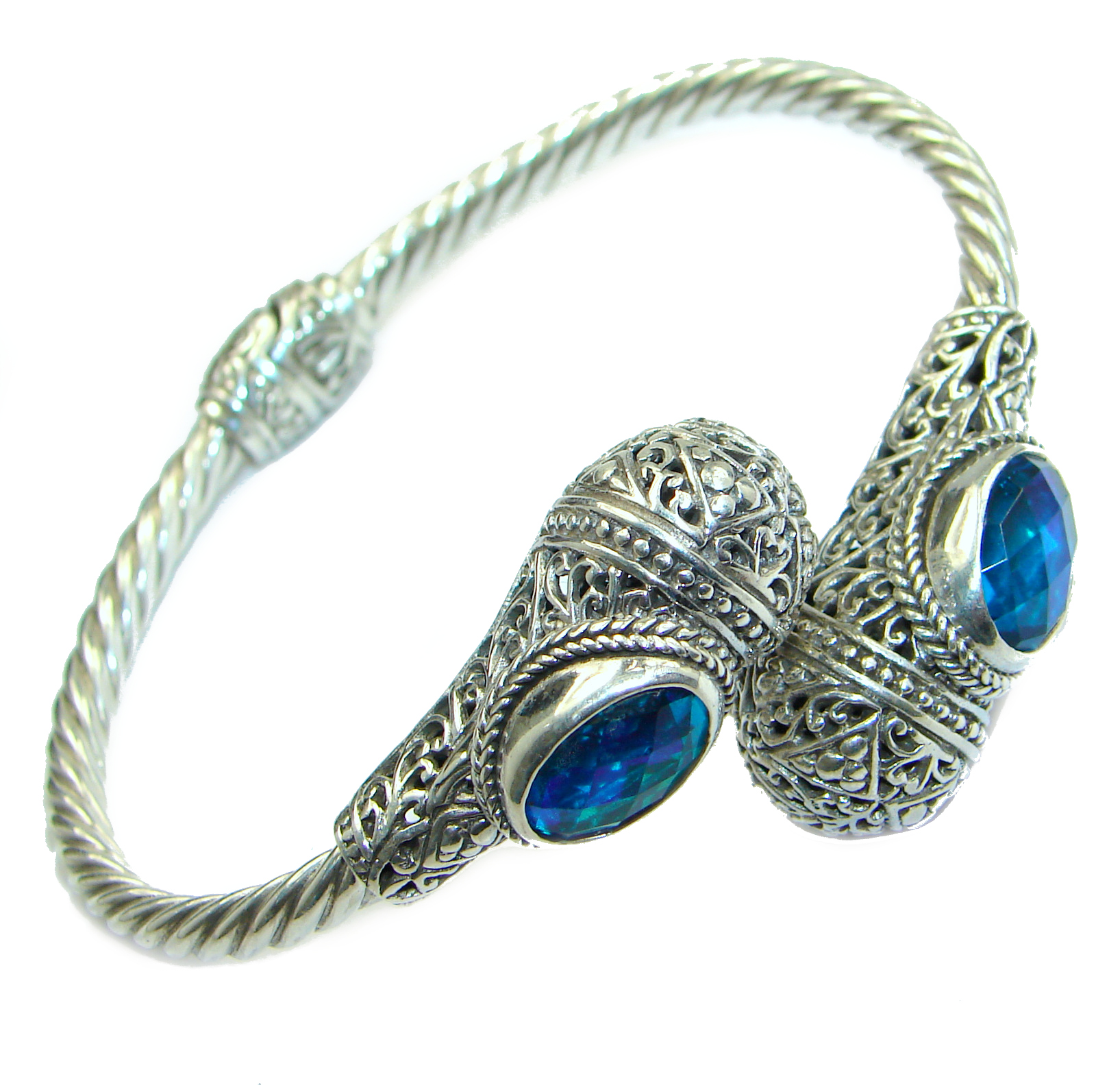 Chunky Luxury Volcano Magic Topaz .925 Sterling Silver handmade Cuff/Bracelet